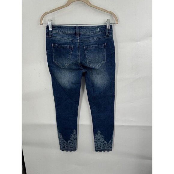 Kensie Ankle Biter Jean Women 25 Blue Denim Embroidered Fairy Bohemian Western - Picture 2 of 9